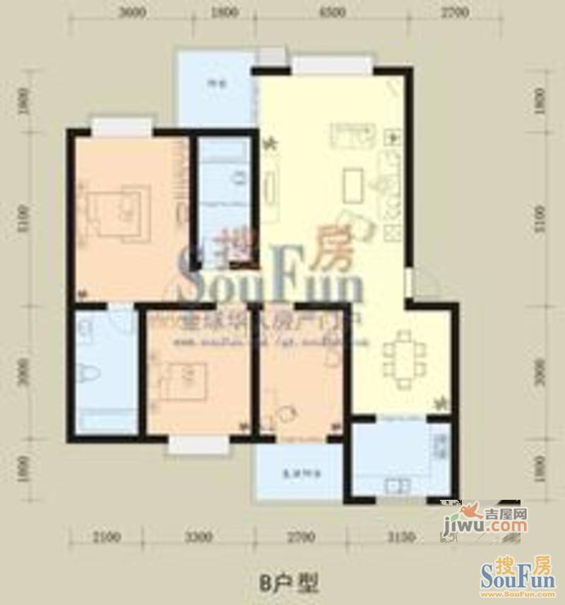 金僖家园3室2厅2卫户型图