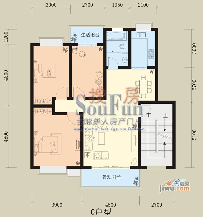 金僖家园3室2厅2卫户型图