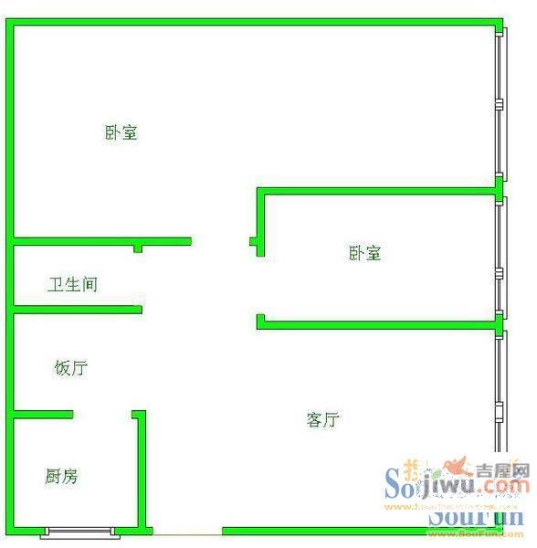 三桥东方新苑2室2厅1卫户型图