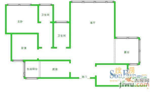 兴隆城市花园卧龙居4室2厅2卫户型图