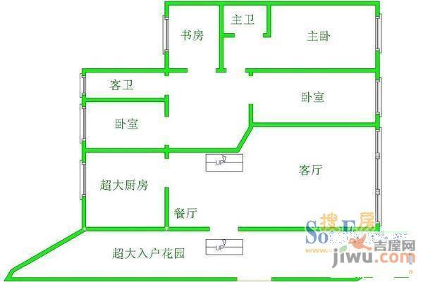 兴隆城市花园卧龙居4室2厅2卫户型图