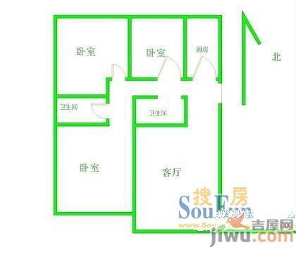 都村园3室1厅2卫户型图