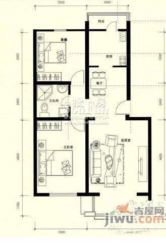 世纪阳光城2室2厅1卫户型图