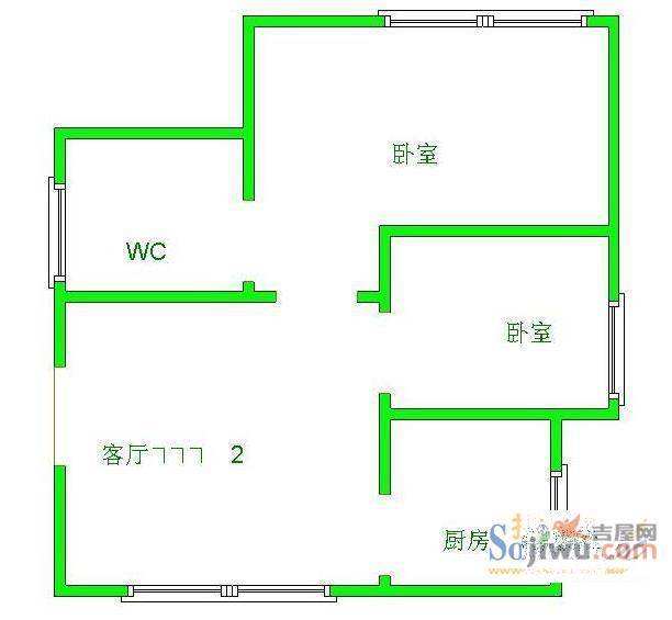 麒鑫颐苑3室2厅2卫户型图