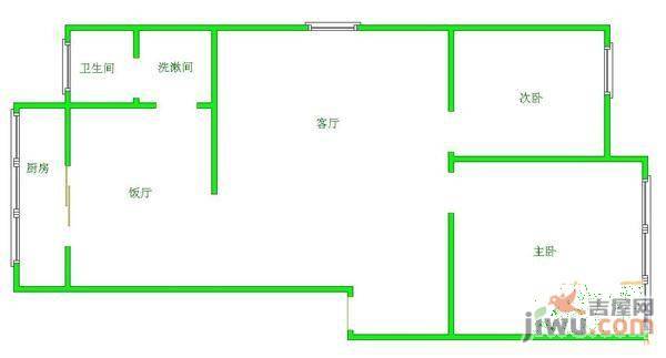 延安小区2室1厅1卫52㎡户型图