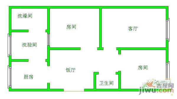 延安小区2室1厅1卫52㎡户型图