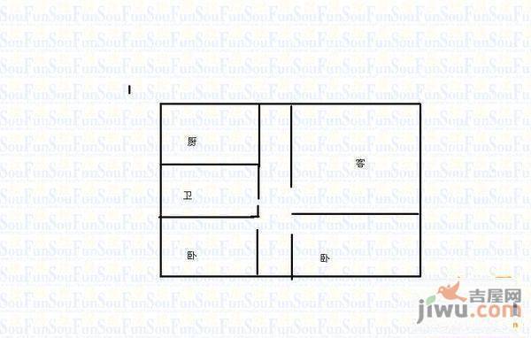 延安小区2室1厅1卫52㎡户型图