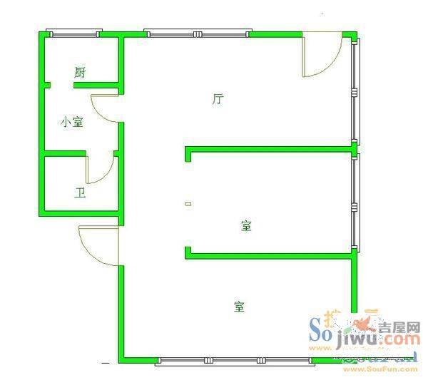 延安小区2室1厅1卫52㎡户型图