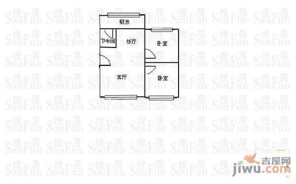 开磷宅吉花园3室1厅1卫户型图