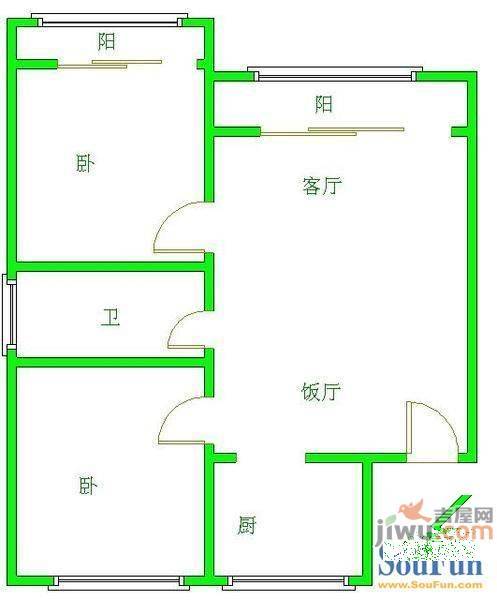 开磷宅吉花园3室1厅1卫户型图