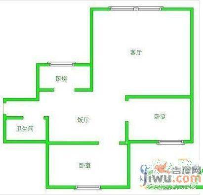 华联宅吉花园2室1厅1卫81㎡户型图