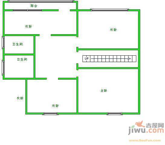 中天花园紫薇园3室2厅1卫96㎡户型图