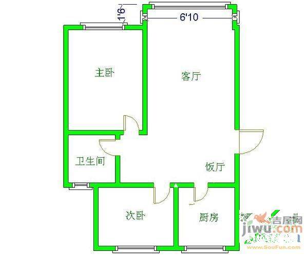 水锦花都二期2室2厅1卫80㎡户型图