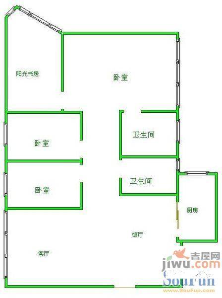 新华苑5室2厅4卫205㎡户型图