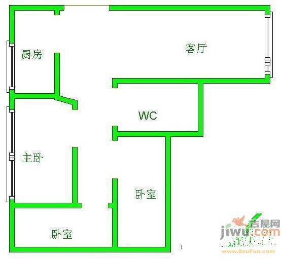 水锦花都二期2室2厅1卫80㎡户型图