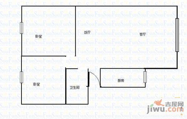 紫竹苑2室2厅1卫79㎡户型图