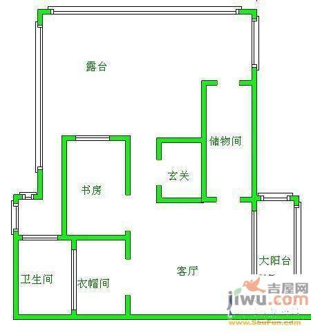 听涛园3室2厅1卫114㎡户型图