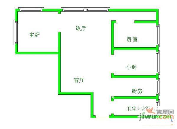 猫猫坡社区3室2厅1卫113㎡户型图