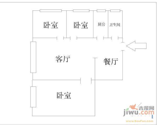 猫猫坡社区3室2厅1卫113㎡户型图