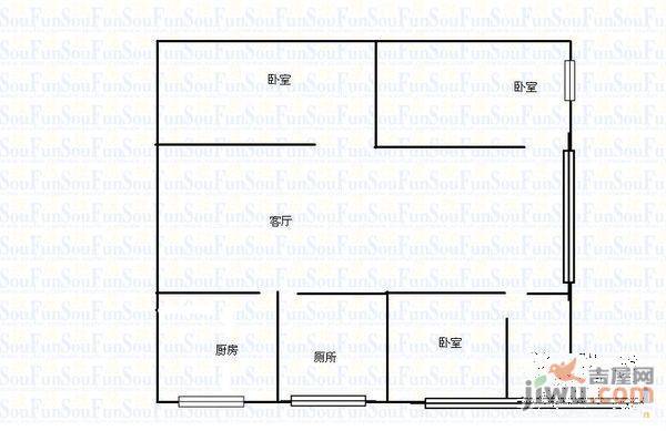 猫猫坡社区3室2厅1卫113㎡户型图