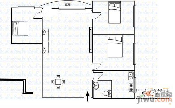 猫猫坡社区3室2厅1卫113㎡户型图