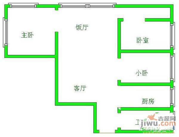 猫猫坡社区3室2厅1卫113㎡户型图