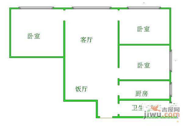 猫猫坡社区3室2厅1卫113㎡户型图