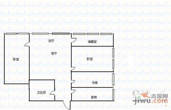 猫猫坡社区3室2厅1卫113㎡户型图