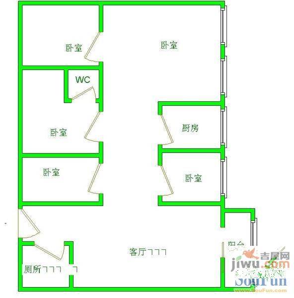 凯旋门大厦3室2厅2卫177㎡户型图