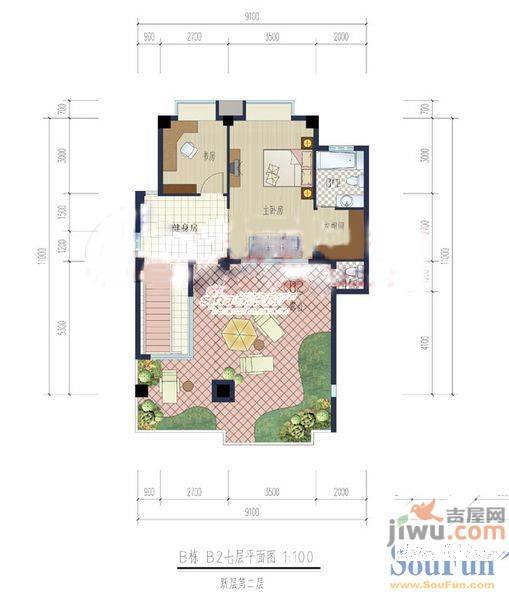 东山小区2室1厅1卫64㎡户型图