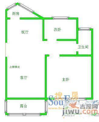 楠竹花园二期2室2厅1卫户型图