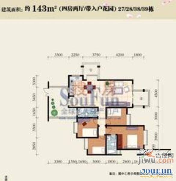 常立花园3室2厅2卫户型图