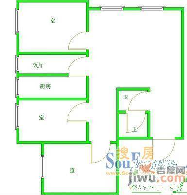 常立花园3室2厅2卫户型图