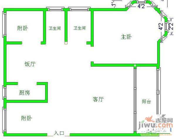 金田家园4室2厅2卫180㎡户型图