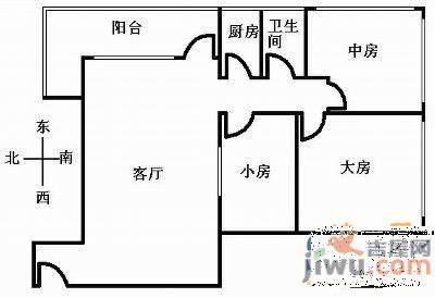 康瑞苑2室1厅1卫91㎡户型图