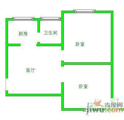 府苑小区2室1厅1卫63㎡户型图