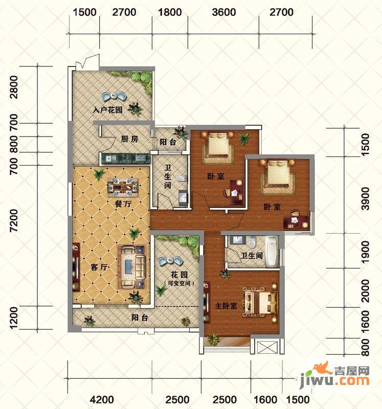 北城公馆3室2厅2卫144.4㎡户型图