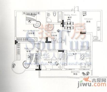 海泓兰馨苑3室2厅2卫112.8㎡户型图