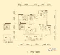 兴隆誉峰1室2厅1卫78.7㎡户型图