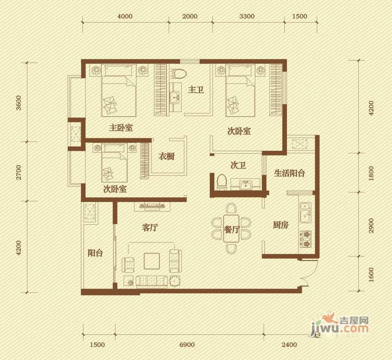 银海元隆广场4室2厅2卫157.1㎡户型图