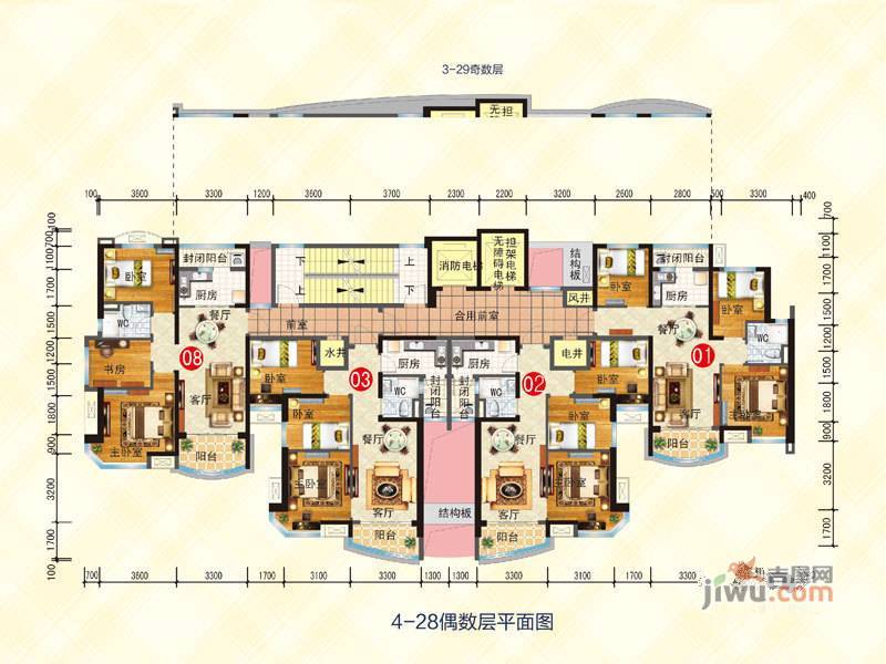 花溪碧桂园普通住宅87.1㎡户型图