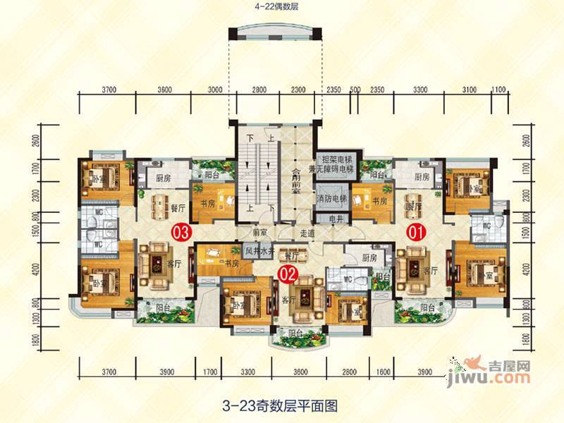 花溪碧桂园普通住宅87.1㎡户型图