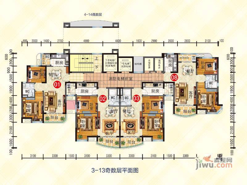 花溪碧桂园普通住宅87.1㎡户型图