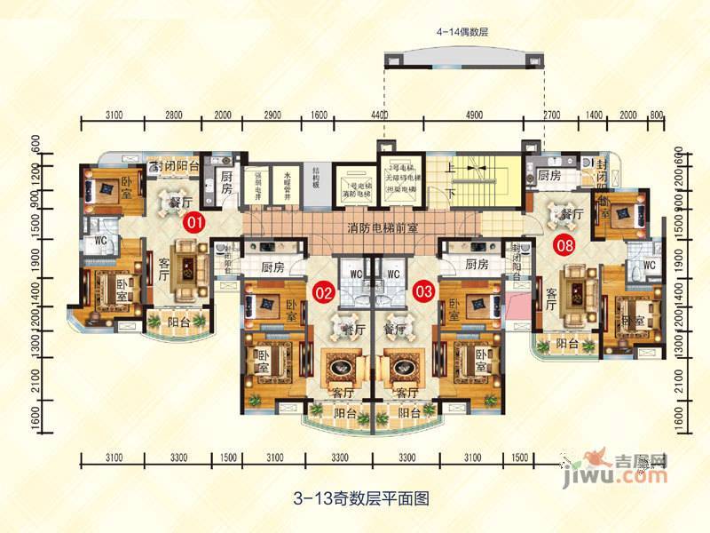 花溪碧桂园普通住宅87.1㎡户型图