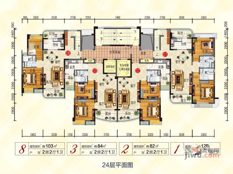 花溪碧桂园普通住宅87.1㎡户型图