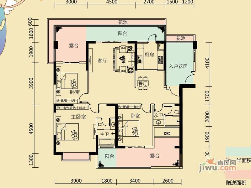 溪山御景3室2厅2卫130㎡户型图