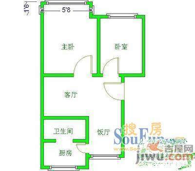 振华港湾2室1厅1卫户型图