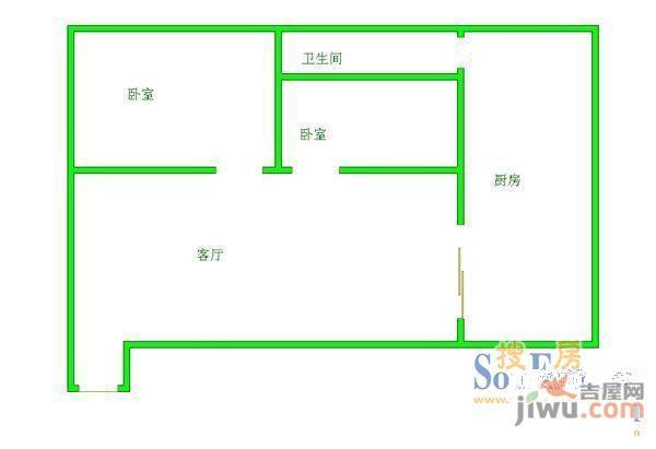 东方小区二期2室2厅1卫84㎡户型图