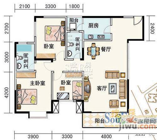 智慧名城3室2厅2卫户型图