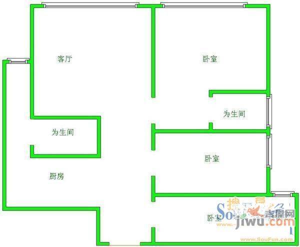 香港名店街2室2厅1卫85㎡户型图